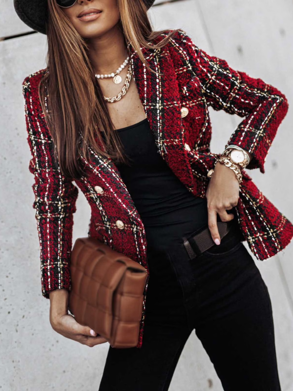 Britney | Checkered Long-Sleeve Blazer for Women