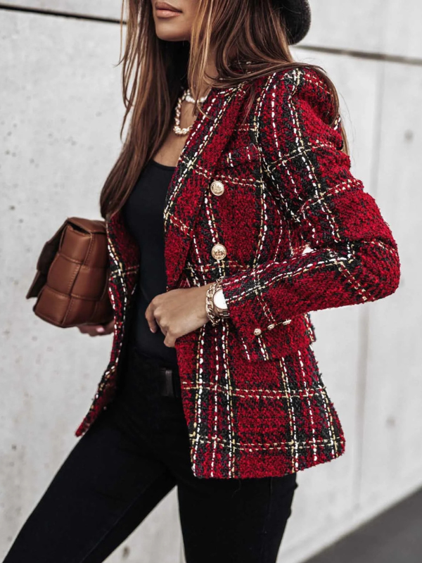 Britney | Checkered Long-Sleeve Blazer for Women