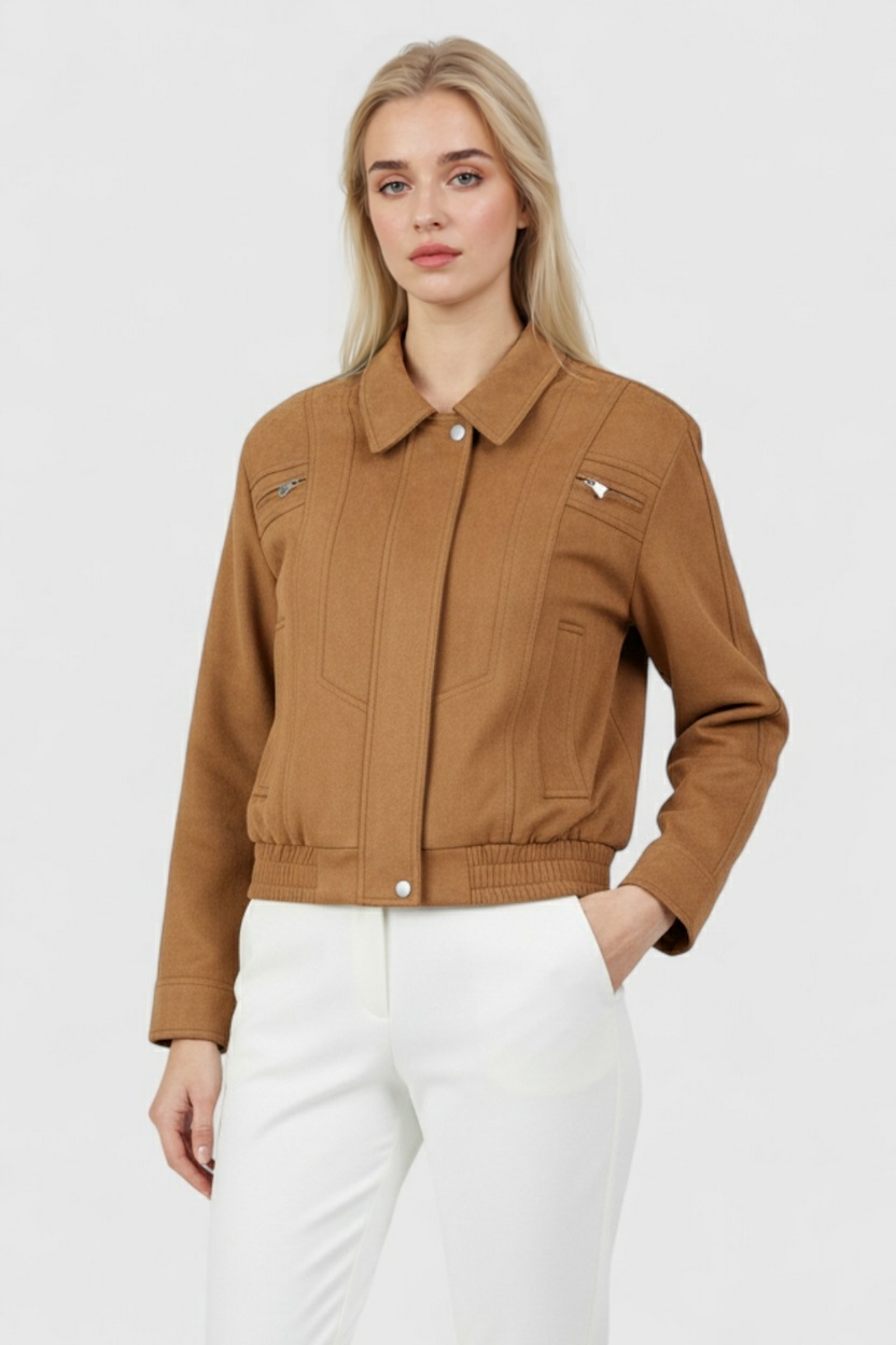 Brown Bomber Jacket for Women