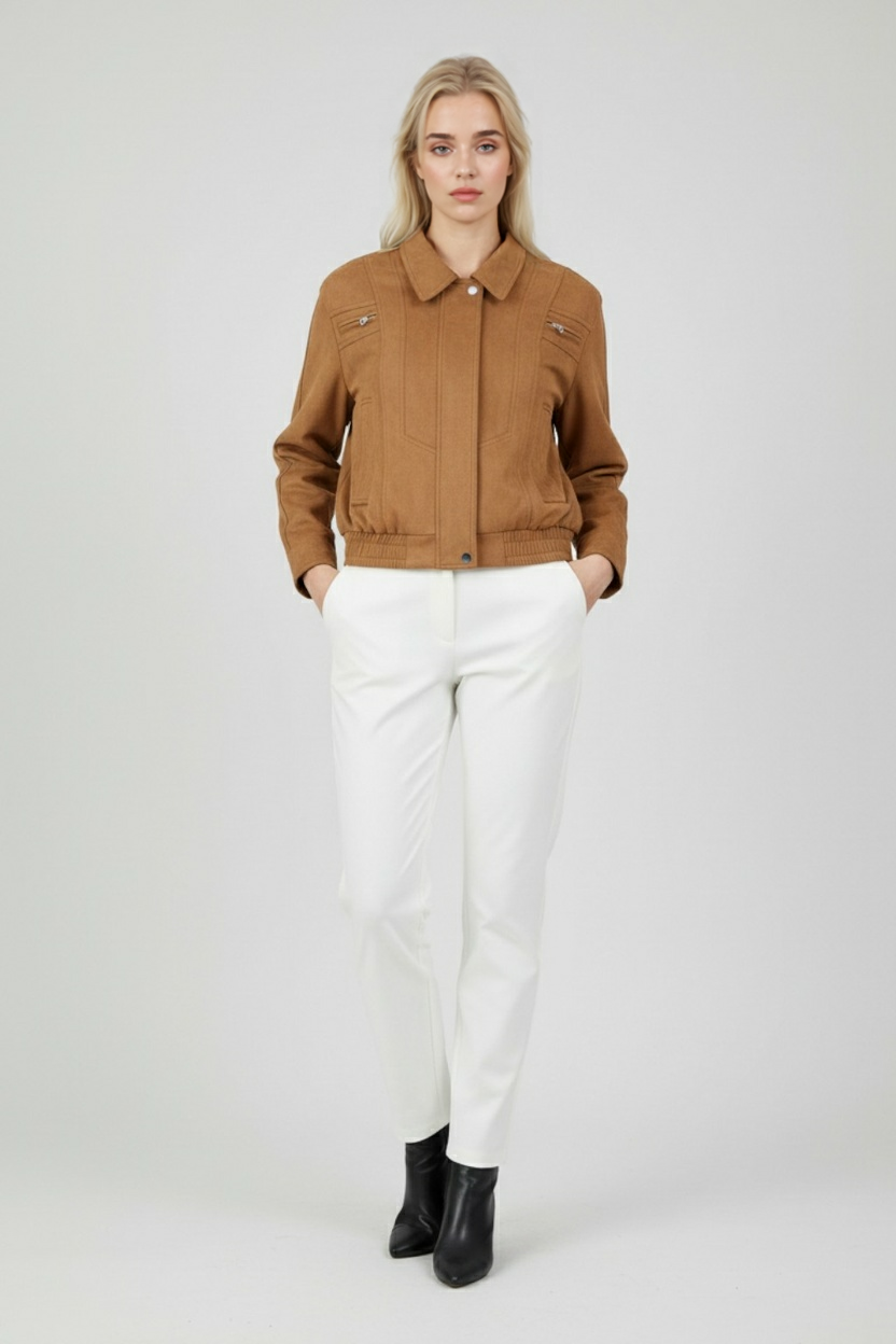 Brown Bomber Jacket for Women