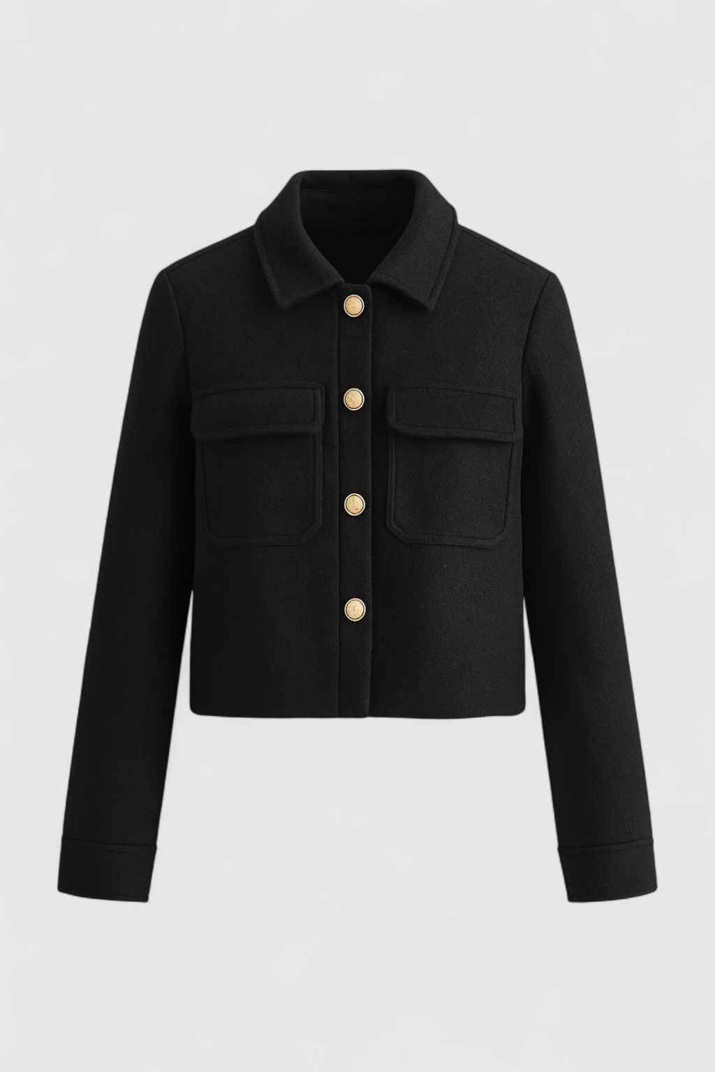 Casual Chic Lapel Jacket - Black