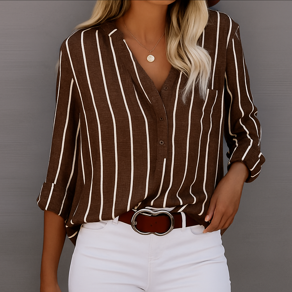 Poppy | Women's Casual Striped Button-Down Shirt