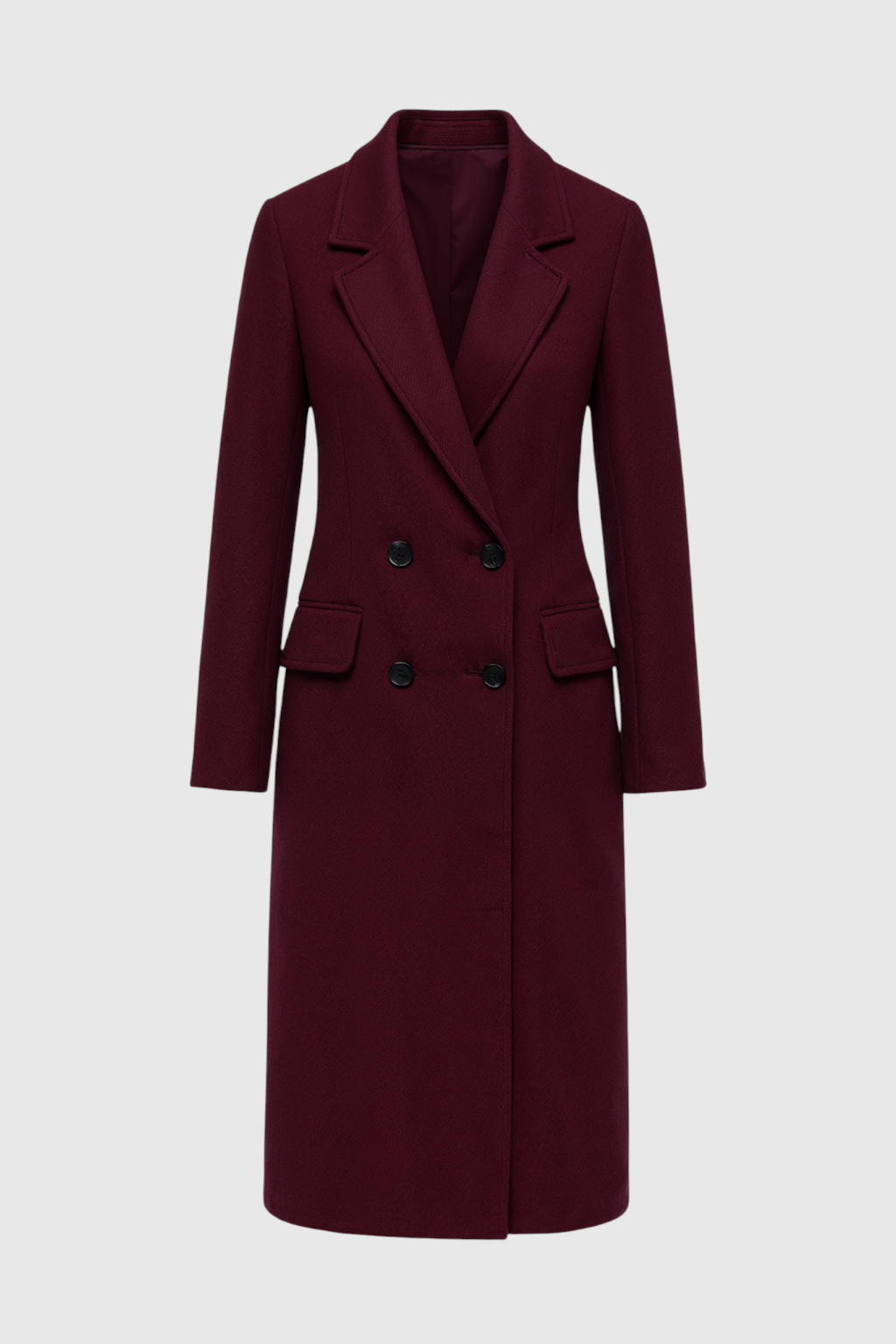 Women's Burgundy Wool Coat