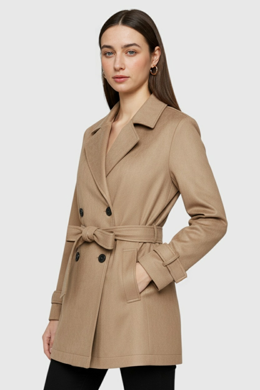 Women's Brown Coat With Belt