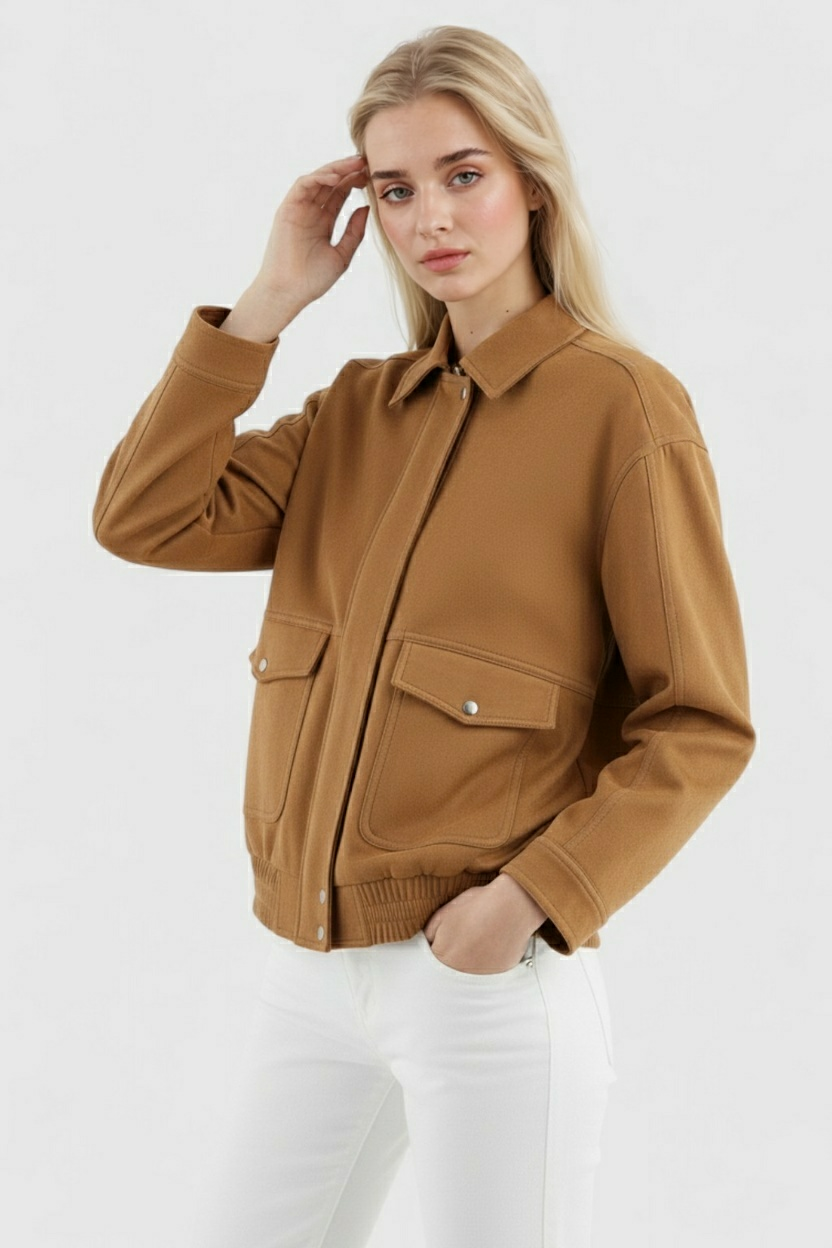 Women's Brown Suede Bomber Jacket