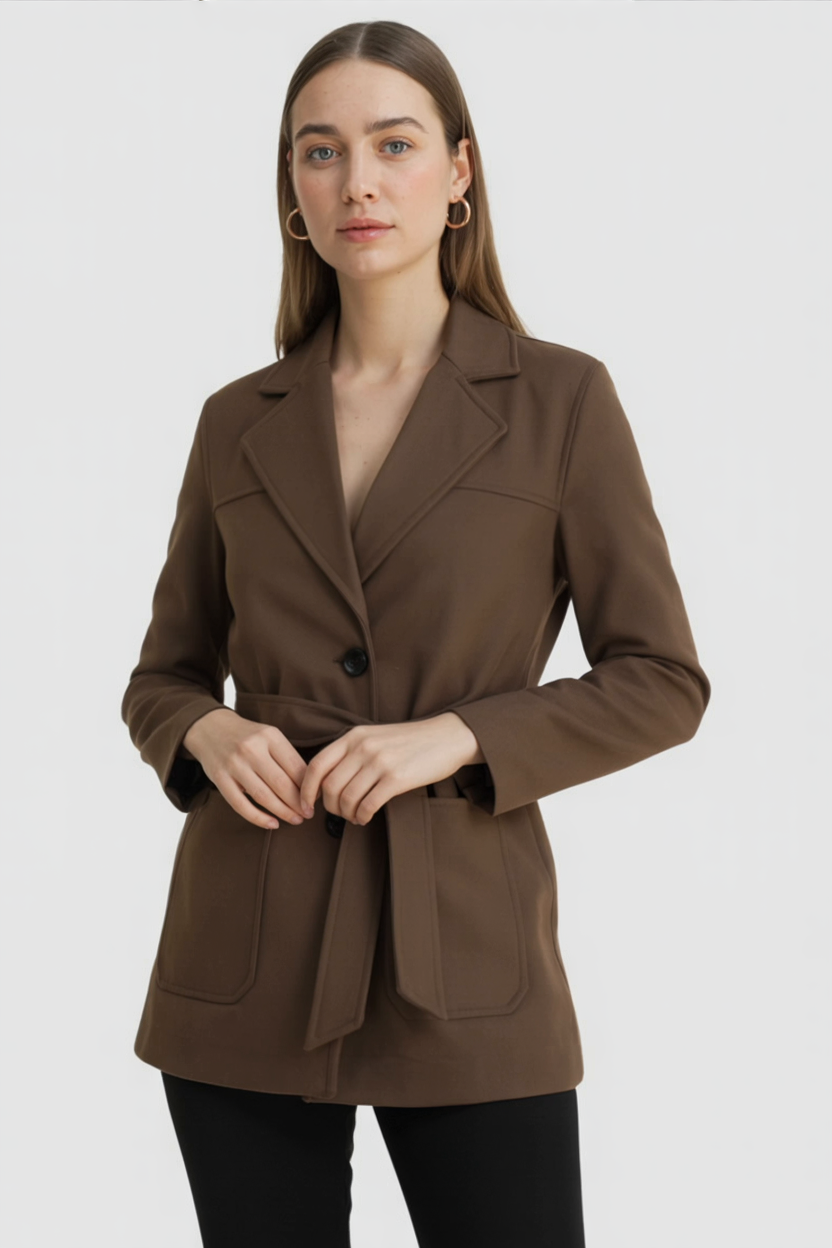 Women's Brown Trench Coat With Belt