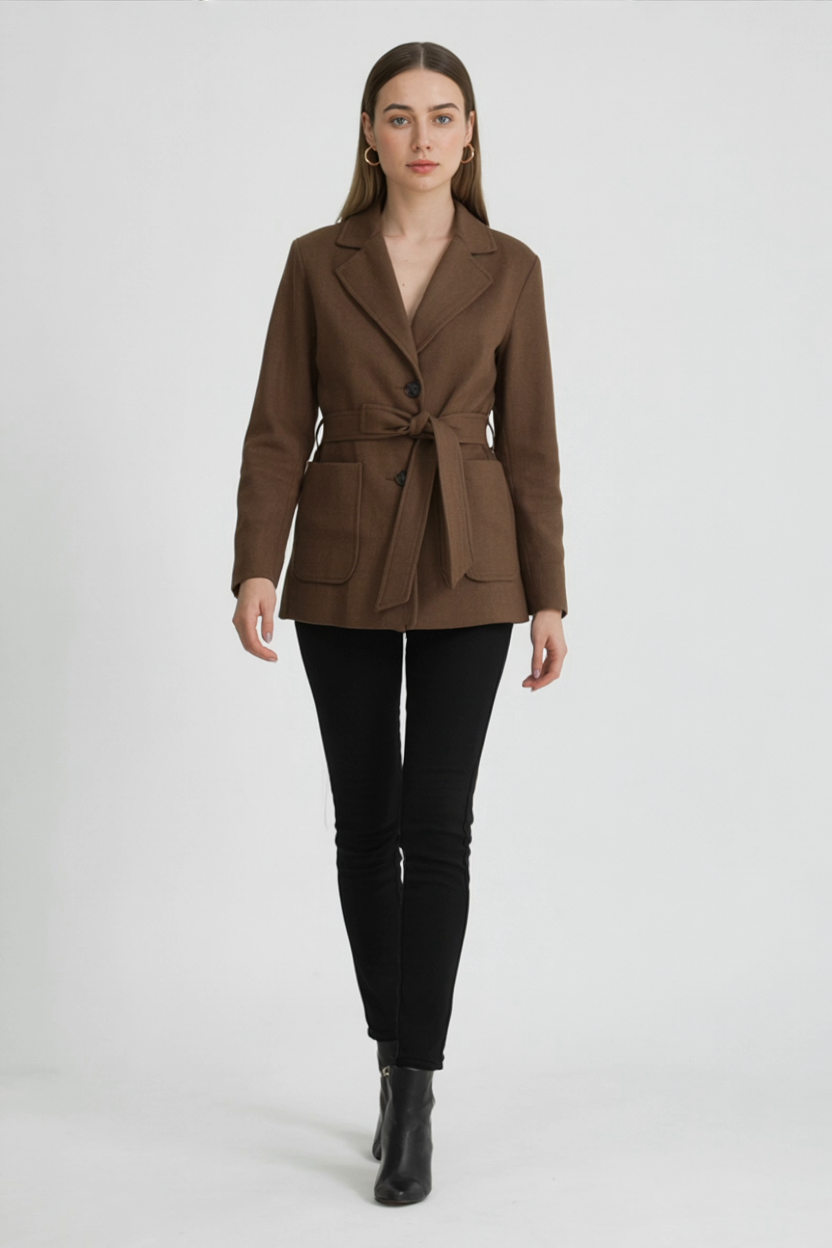 Women's Brown Trench Coat With Belt