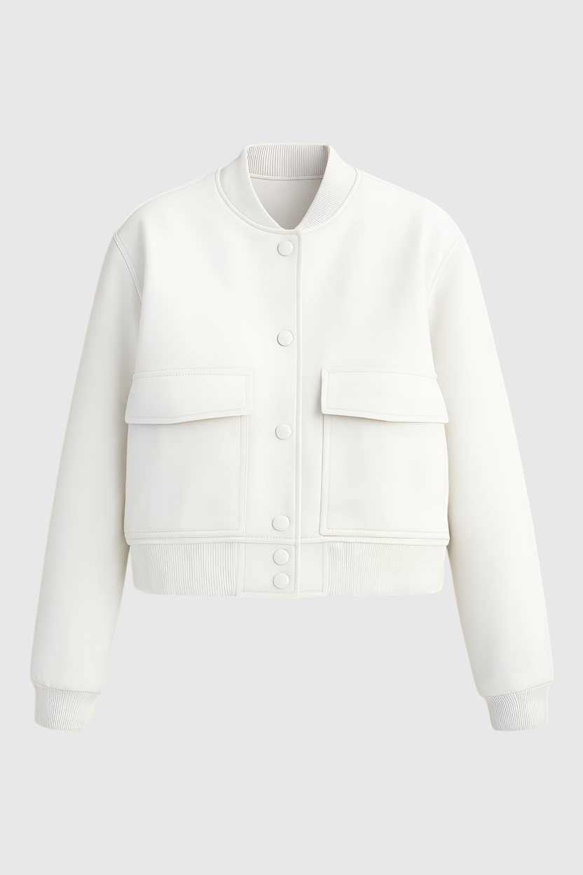 Women's Elegant Bomber Jacket - White