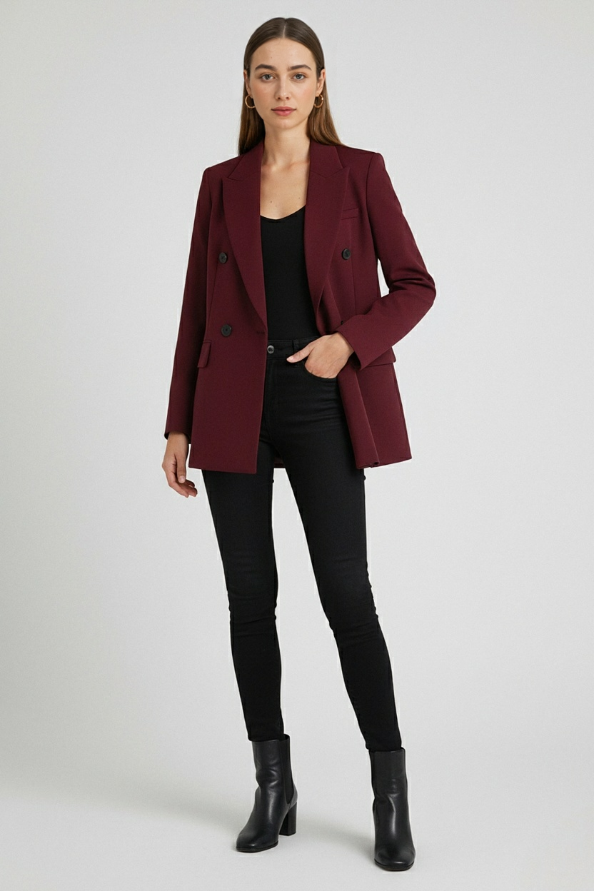 Women's Elegant Burgundy Blazer