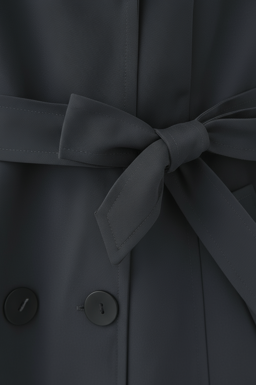 Women's Gray Half-Length Trench Coat