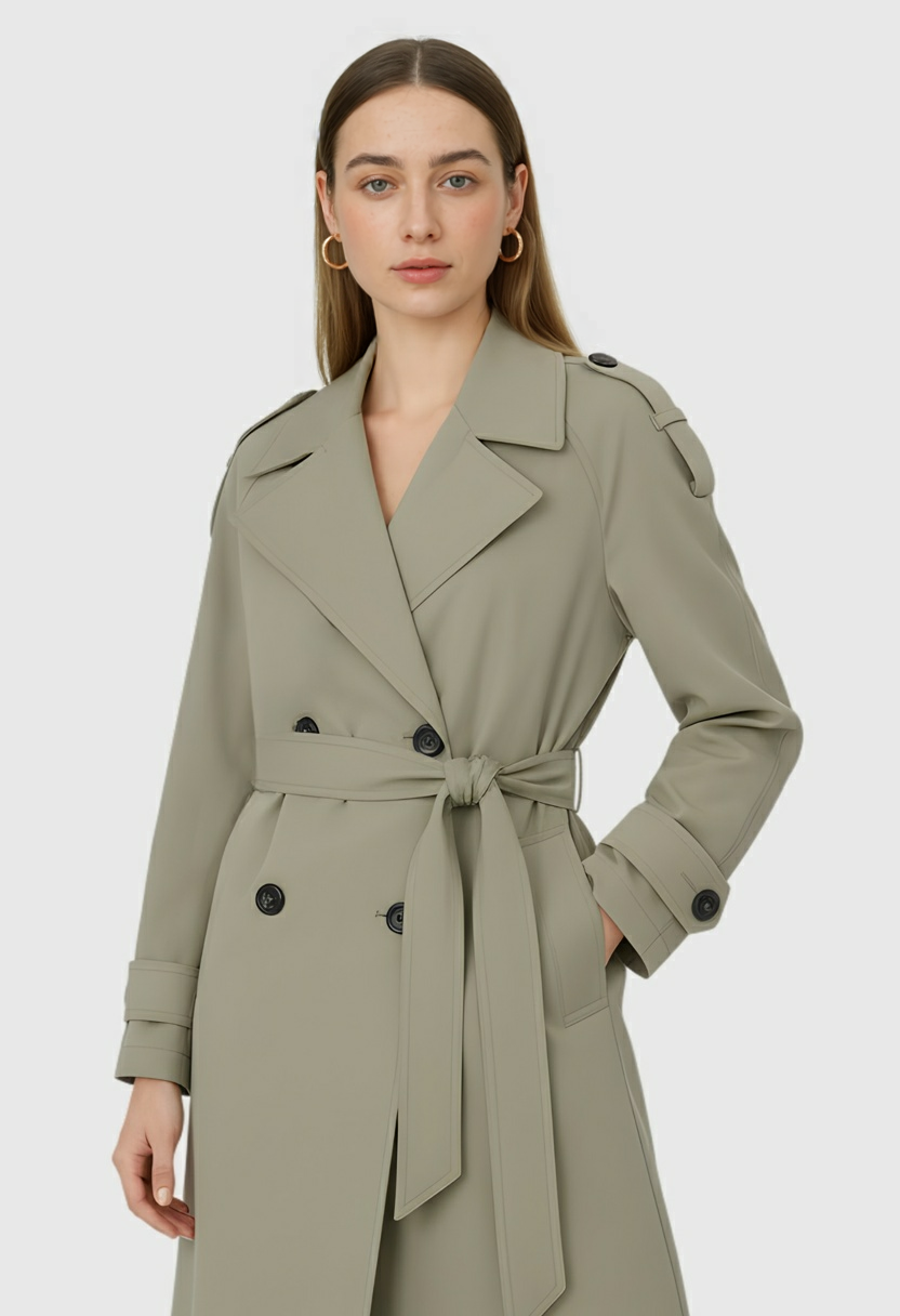Women's Green Long Sleeve Coat