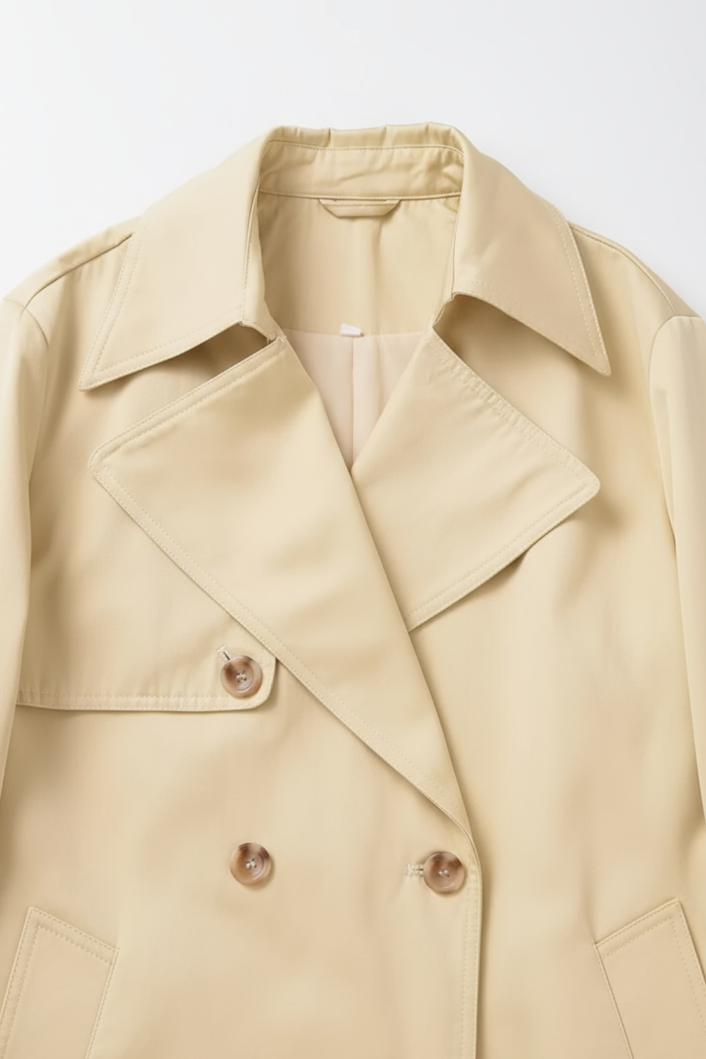 Women's Long Beige Trench Coat with Belt