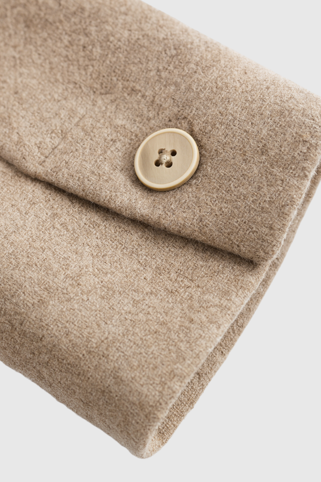 Women's Long Khaki Wool Coat with Fur Collar