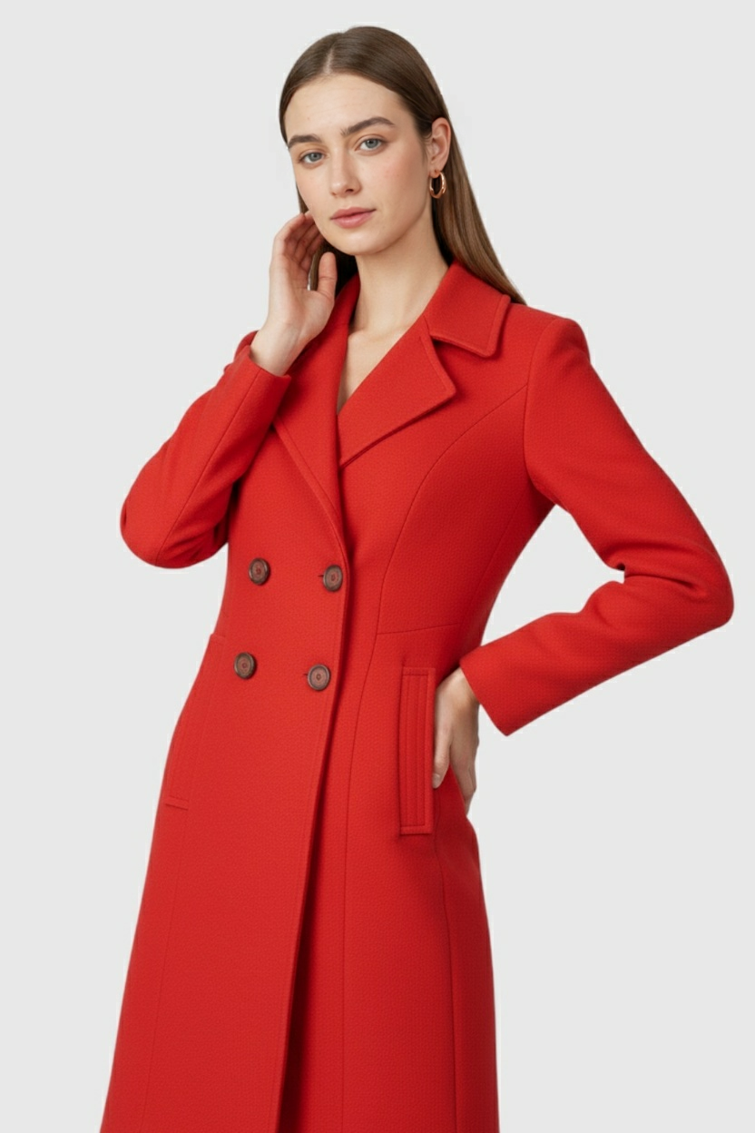 Ladies Long Red Coat