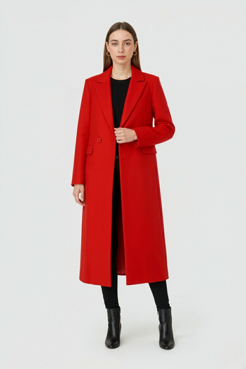 Women's Long Red Winter Coat