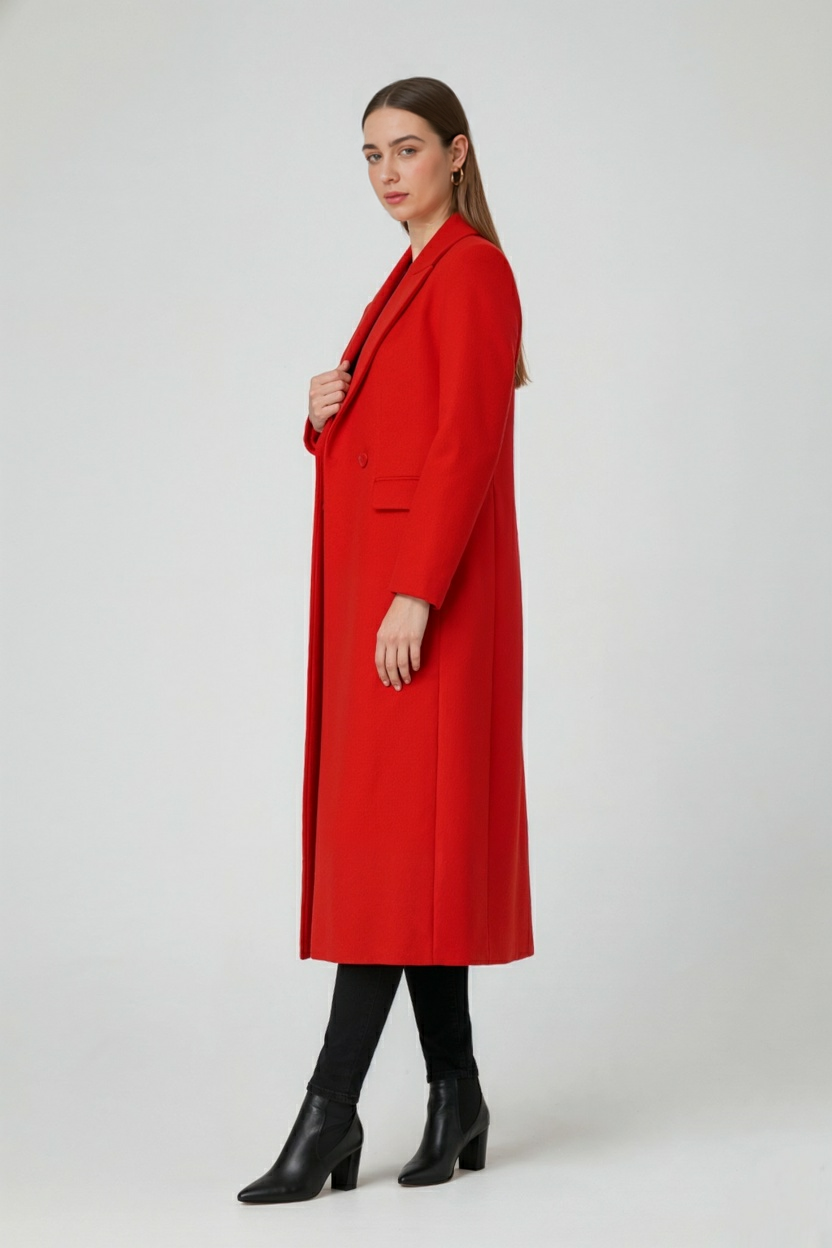 Women's Long Red Winter Coat