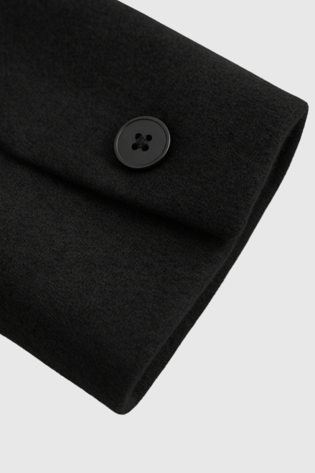 Women's Long Black Wool Coat with Fur Collar