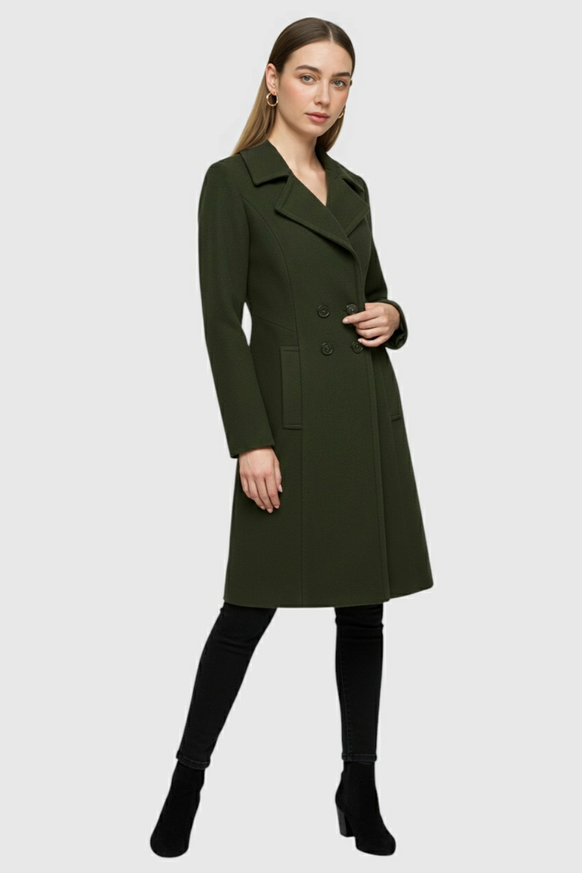 Women's Army Green Wool Trench Coat