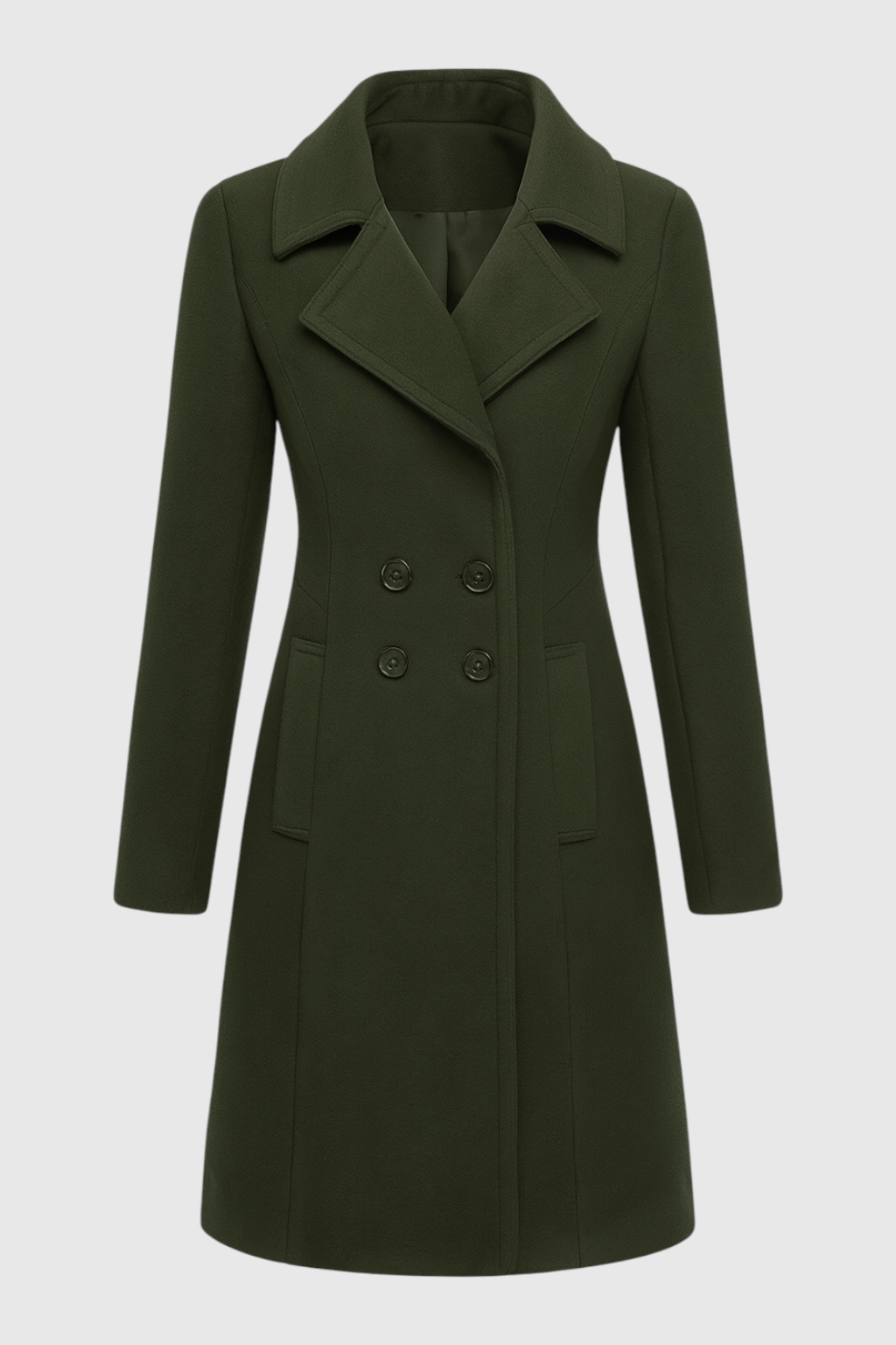 Women's Army Green Wool Trench Coat