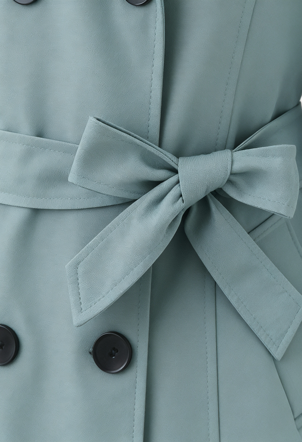 Women's Light Green Half-Length Trench Coat