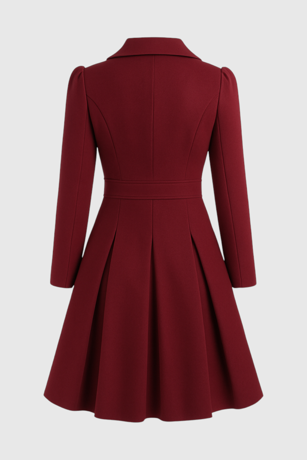 Women's Warm Long Burgundy Trench Coat