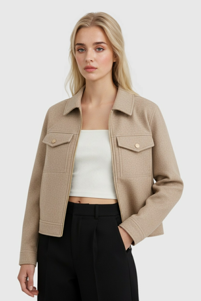 Women's Soft Zip Jacket - Beige