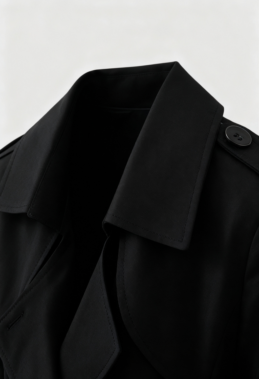 Women's Black Half-Length Trench Coat