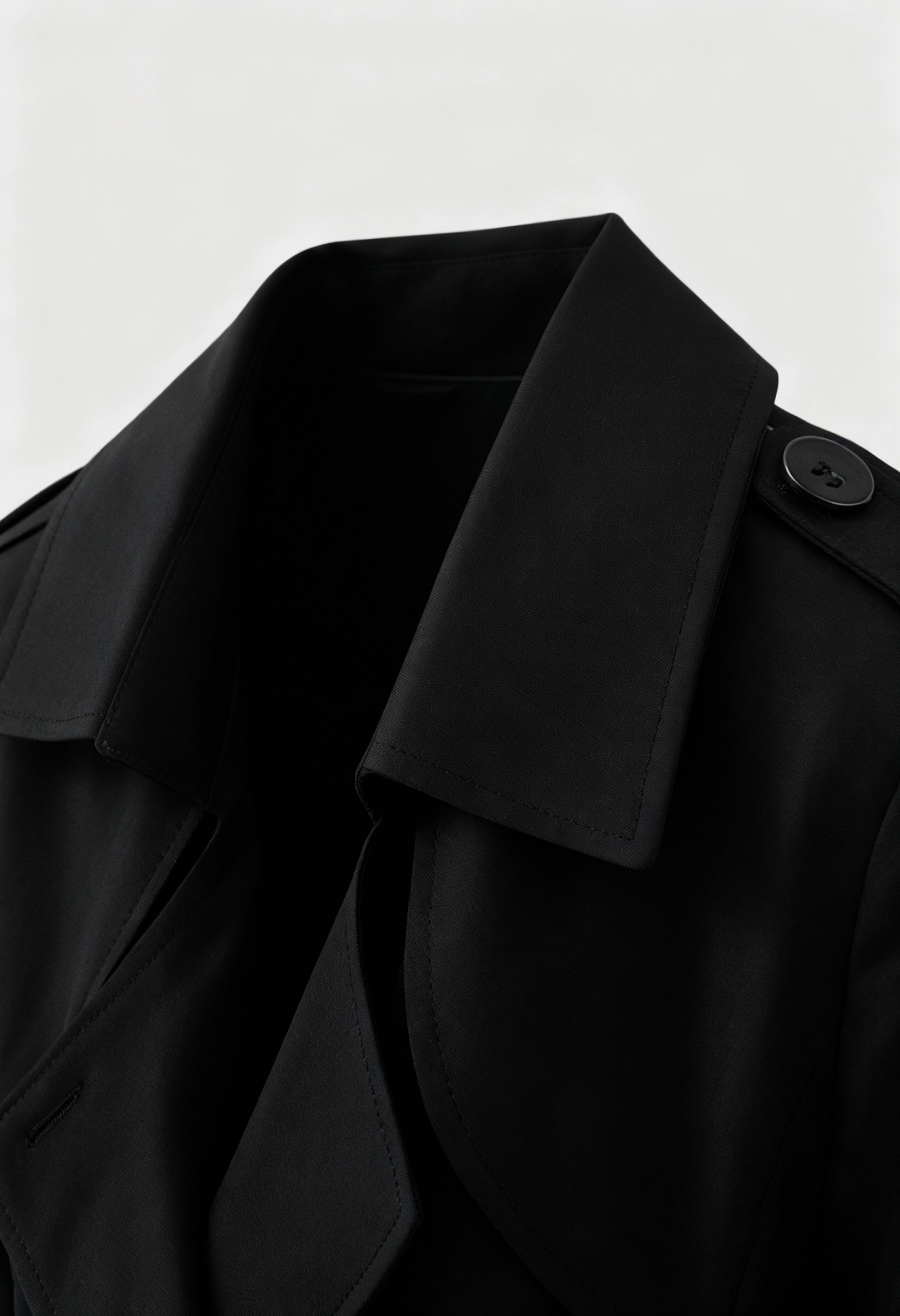 Women's Black Half-Length Trench Coat