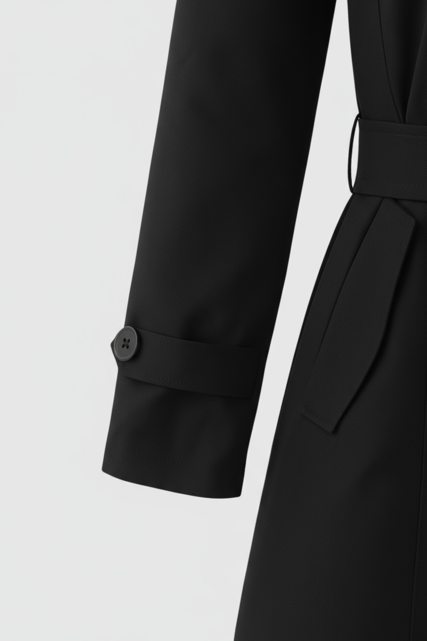 Women's Black Half-Length Trench Coat