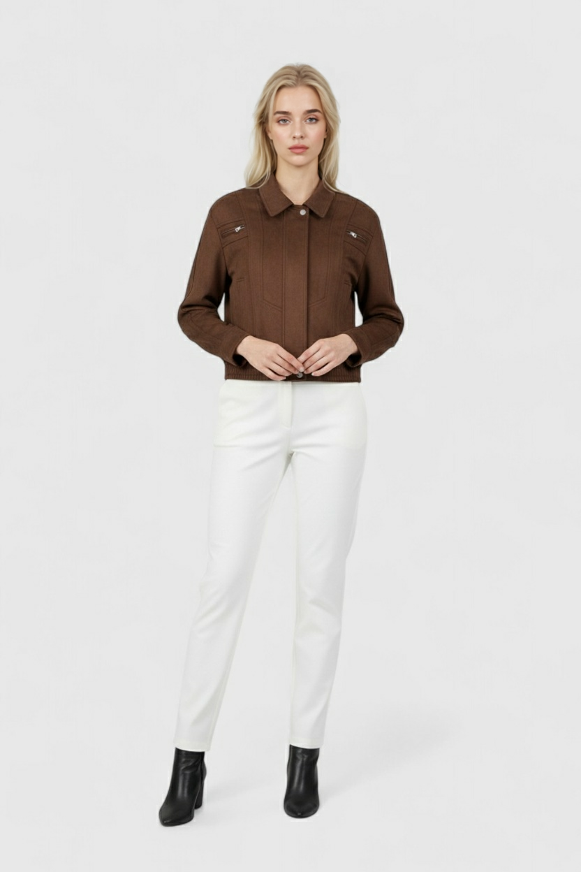 Dark Brown Bomber Jacket for Women