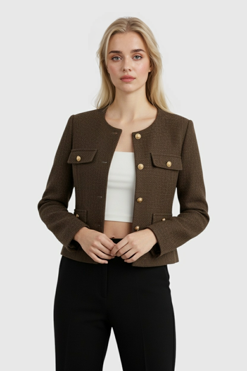 Dark Brown Winter Short Jacket for Women