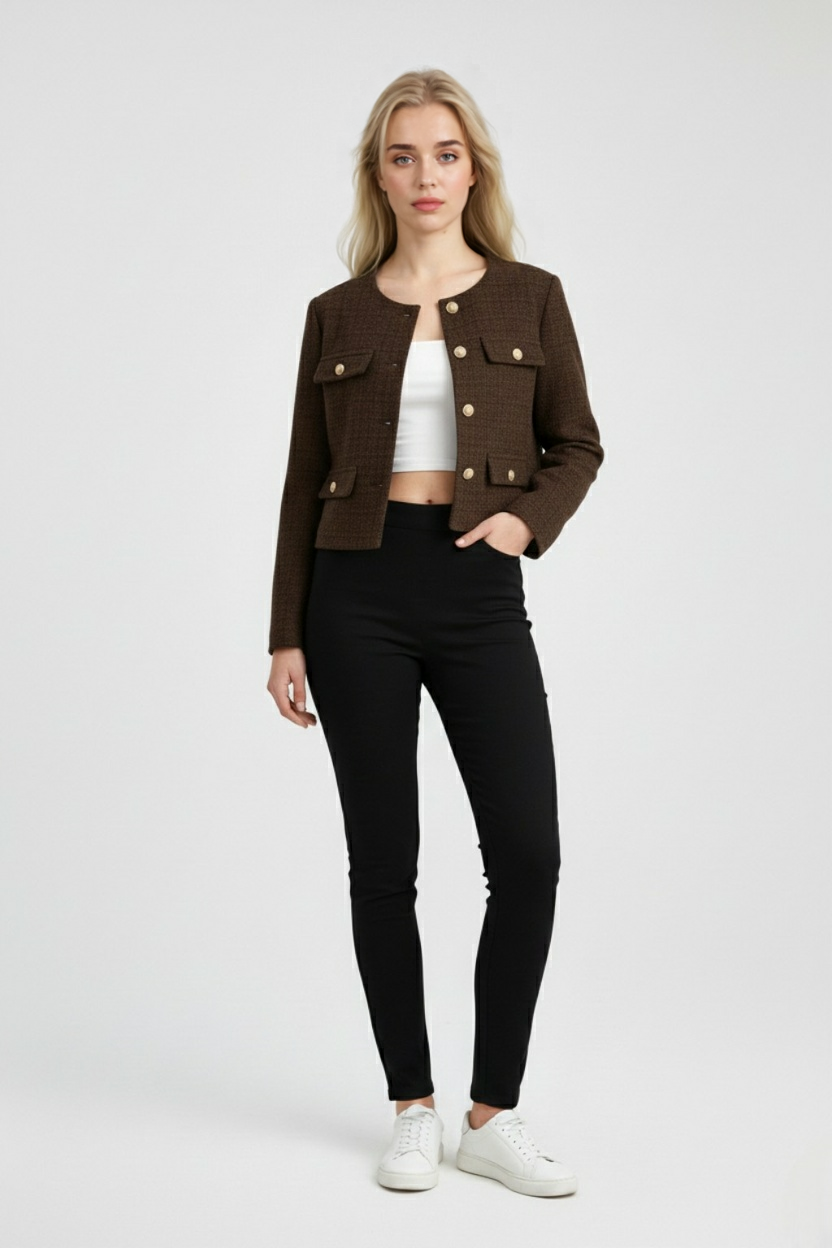 Dark Brown Winter Short Jacket for Women