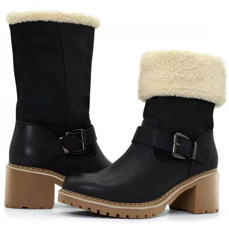 Ankle Boots - Round Toe & Adjustable Buckle Chunky Heel