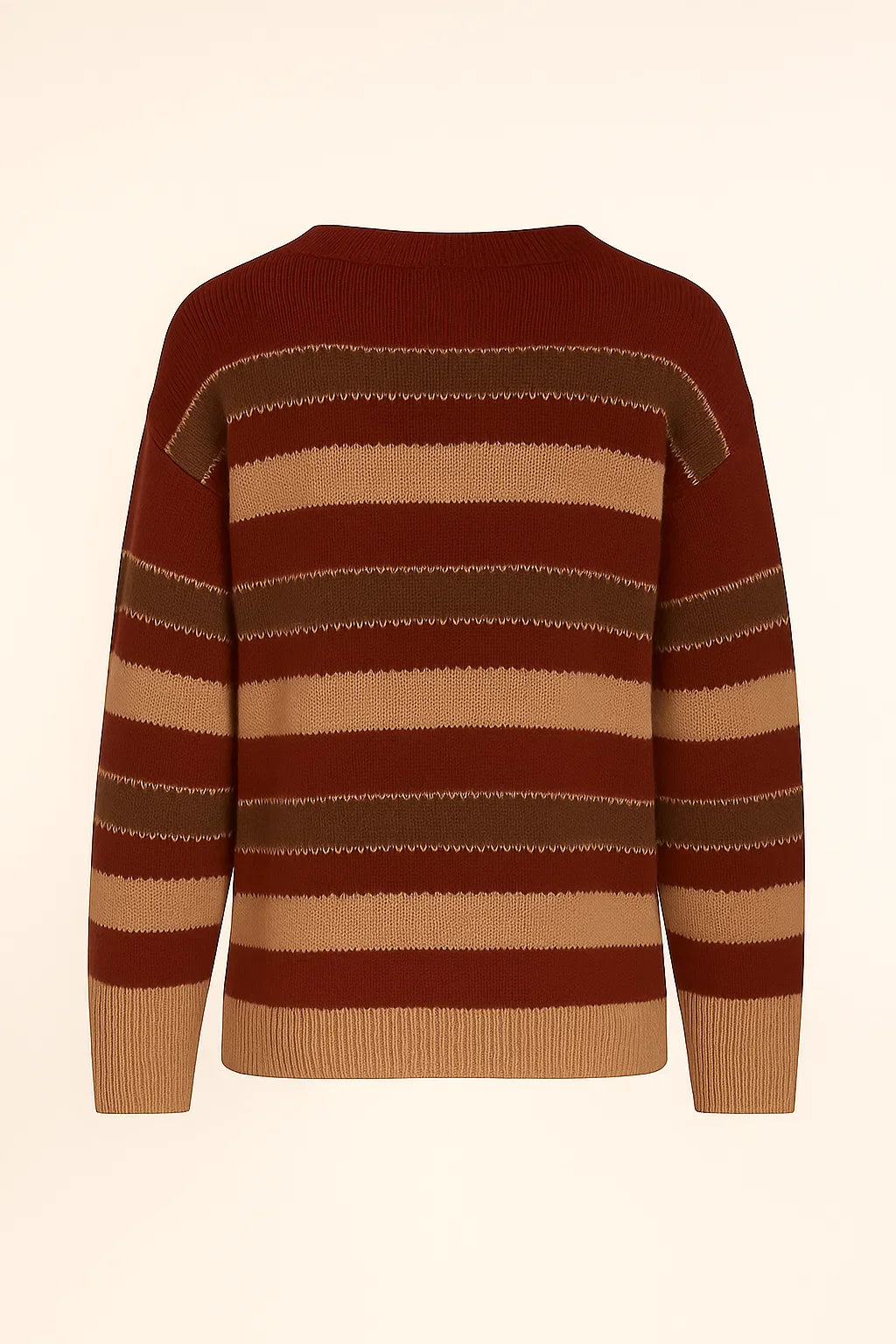 Knitted Sweater - Round Neck and Long Sleeves & Loose Fit