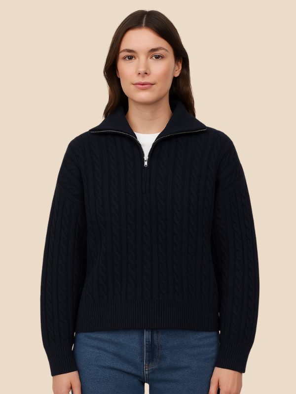 Holly | Cable-Knit Half-Zip Sweater for Women