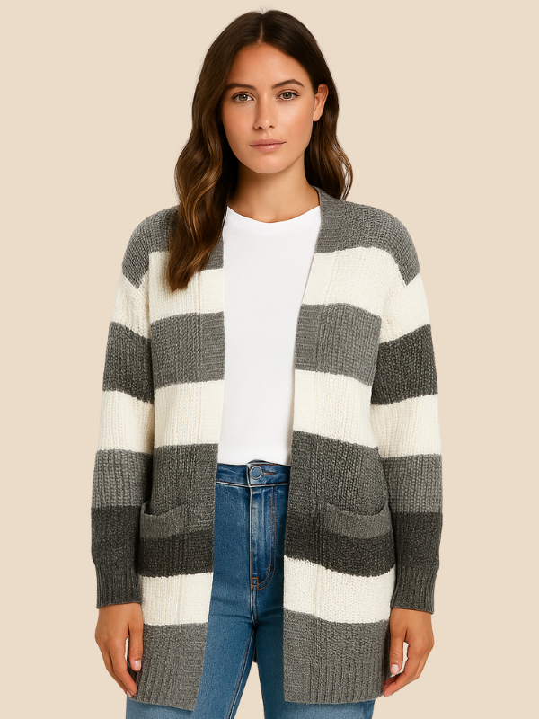 Isla | Oversized Striped Knit Cardigan for Women