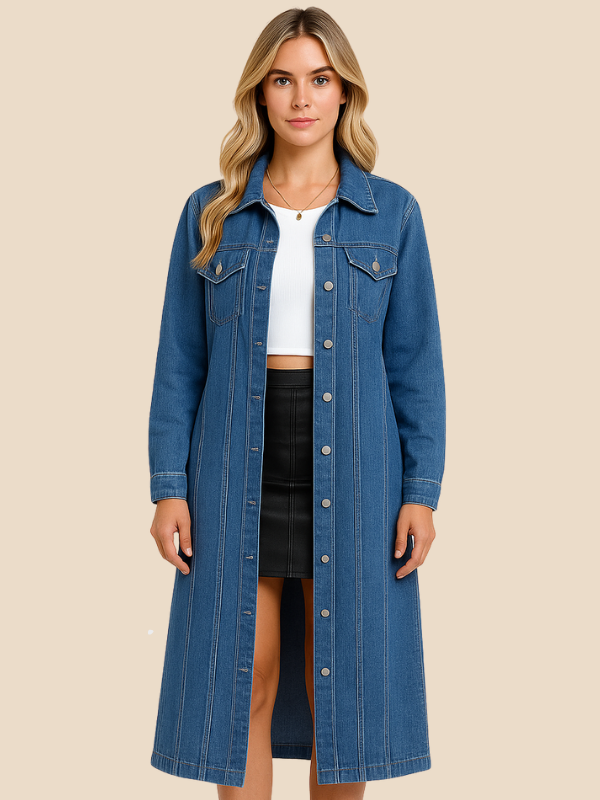 Lea | Women's Long Denim Duster Jacket