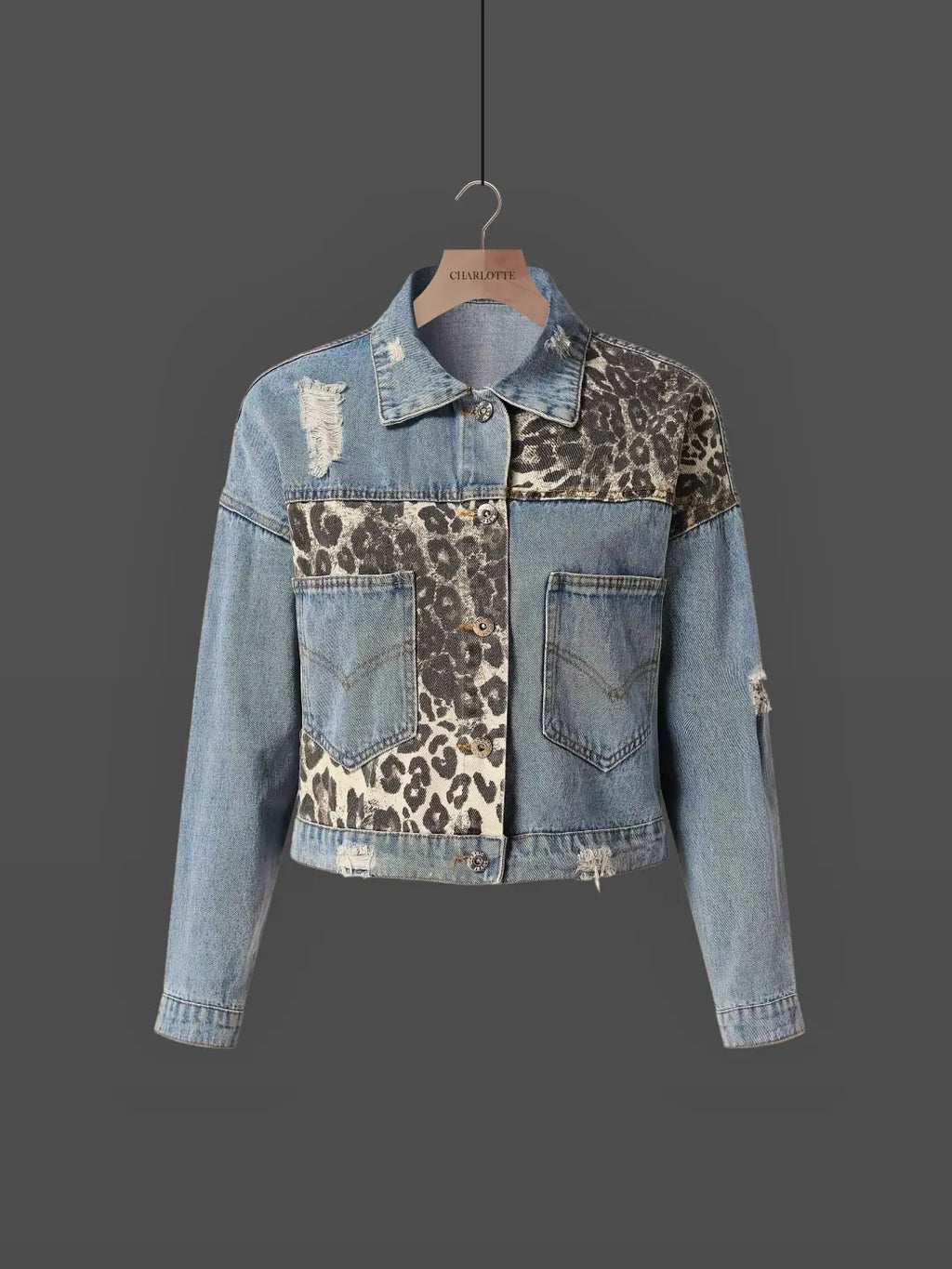 Sheena | Leopard Denim Jacket for Women