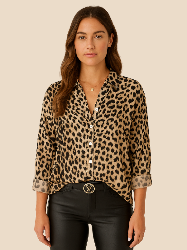 Rosemary | Women's Occasion Blouse with Leopard Print