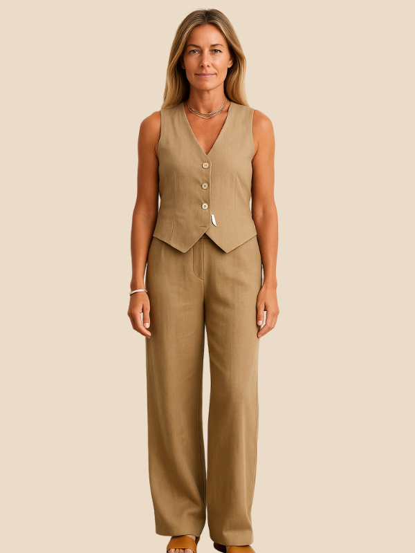 Eloise | Women's Linen Vest and Pants Outfit Set
