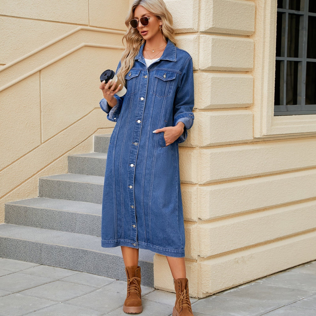Lea | Women's Long Denim Duster Jacket