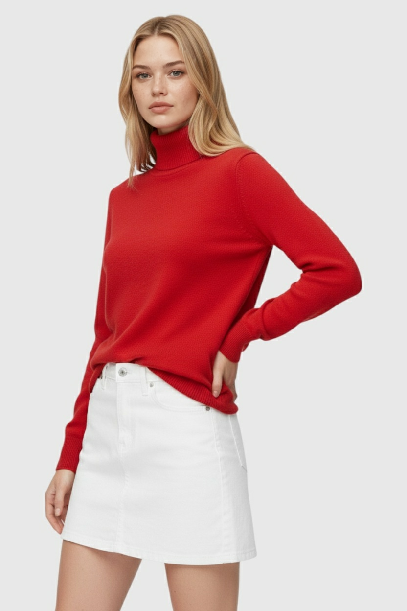 Red Fleece Lined Thermal Turtleneck