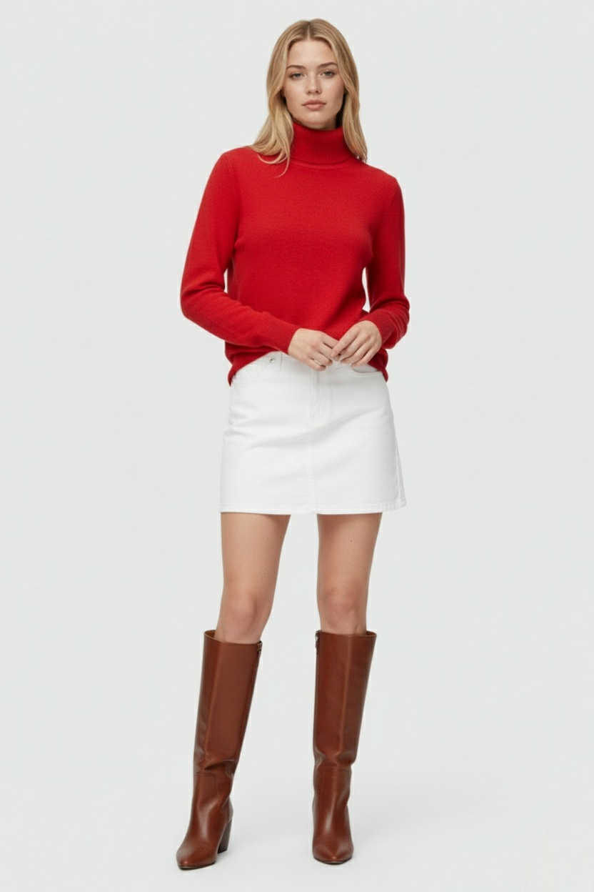 Red Fleece Lined Thermal Turtleneck
