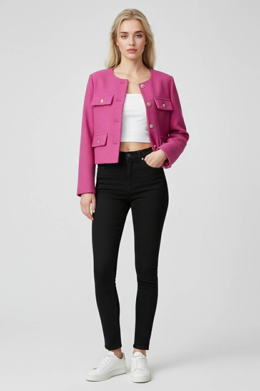 Pink Winter Short Jacket for Women