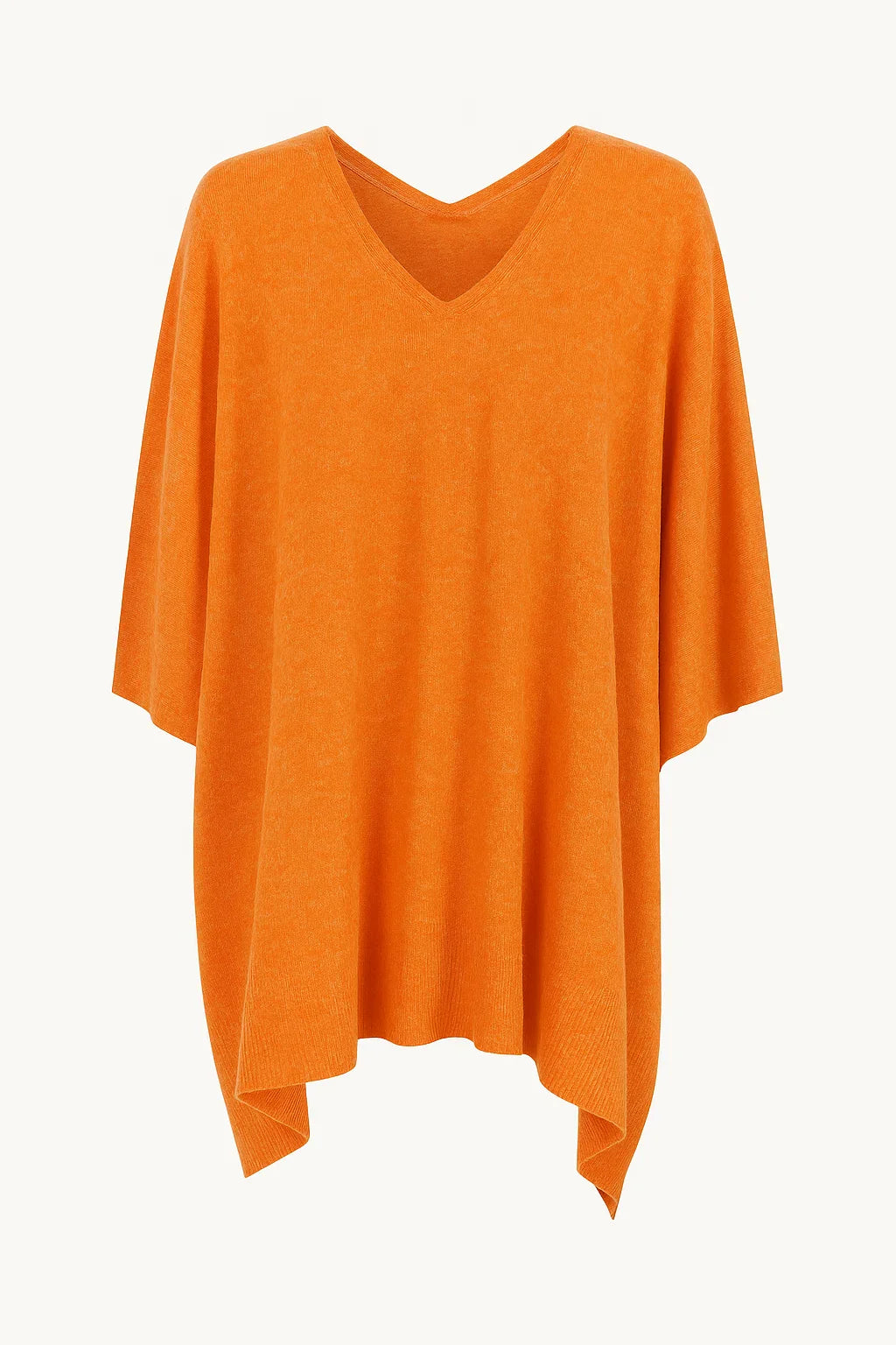 Ruby - Plain V-neck poncho sweater