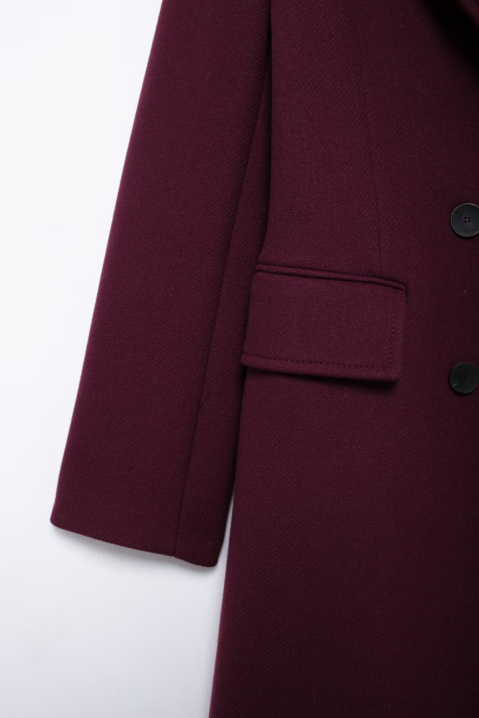 Francine | Women's Burgundy Double-Breasted Woolen Coat