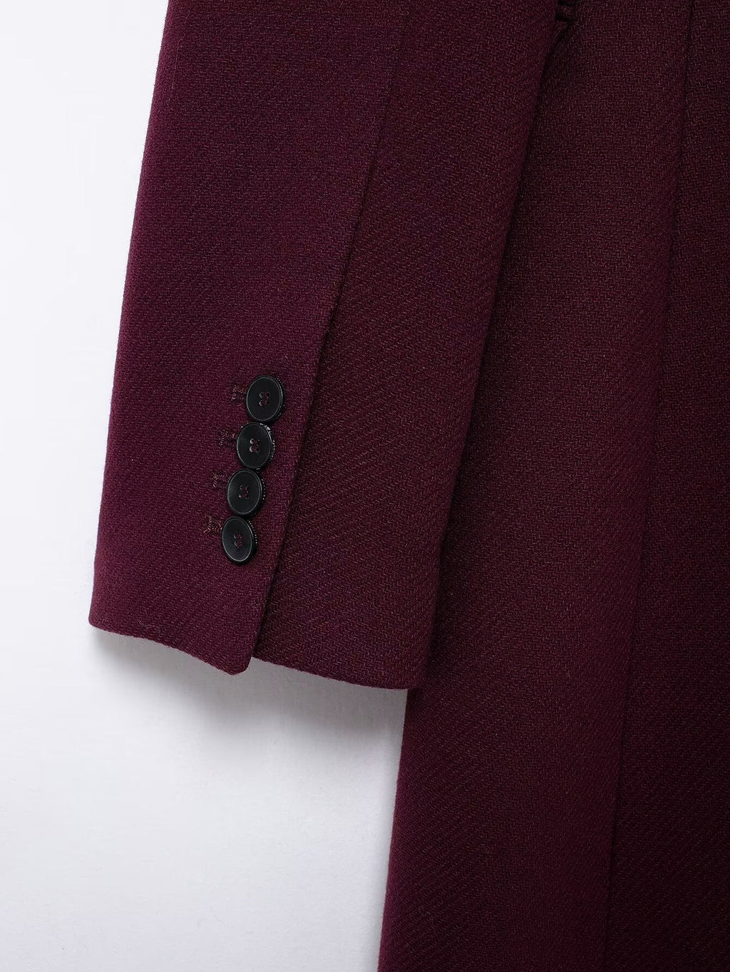 Francine | Women's Burgundy Double-Breasted Woolen Coat
