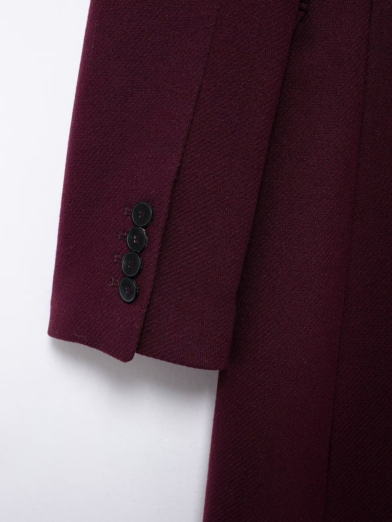 Francine | Women's Burgundy Double-Breasted Woolen Coat