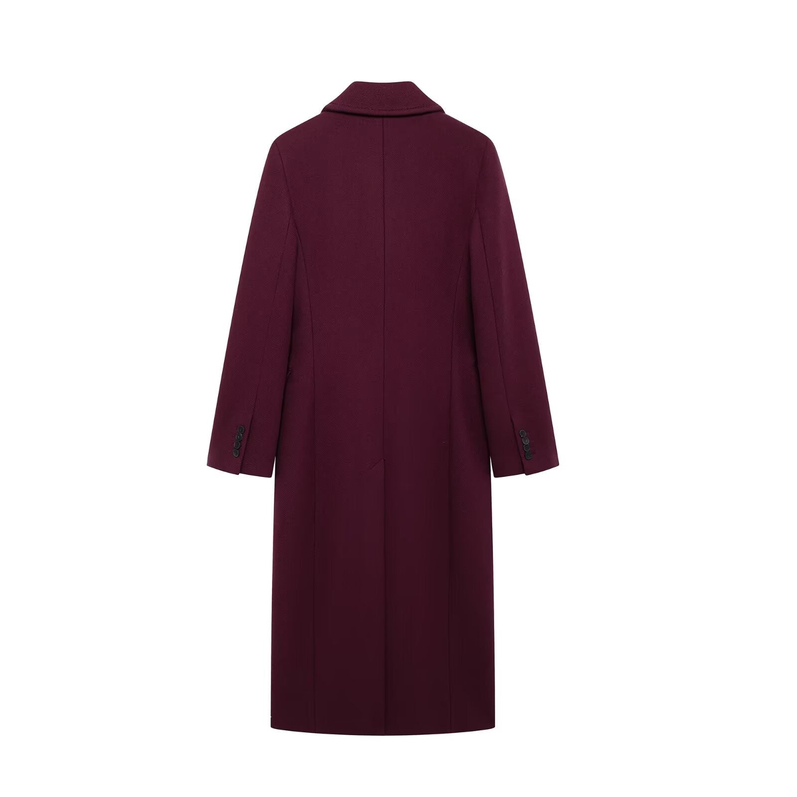Francine | Women's Burgundy Double-Breasted Woolen Coat