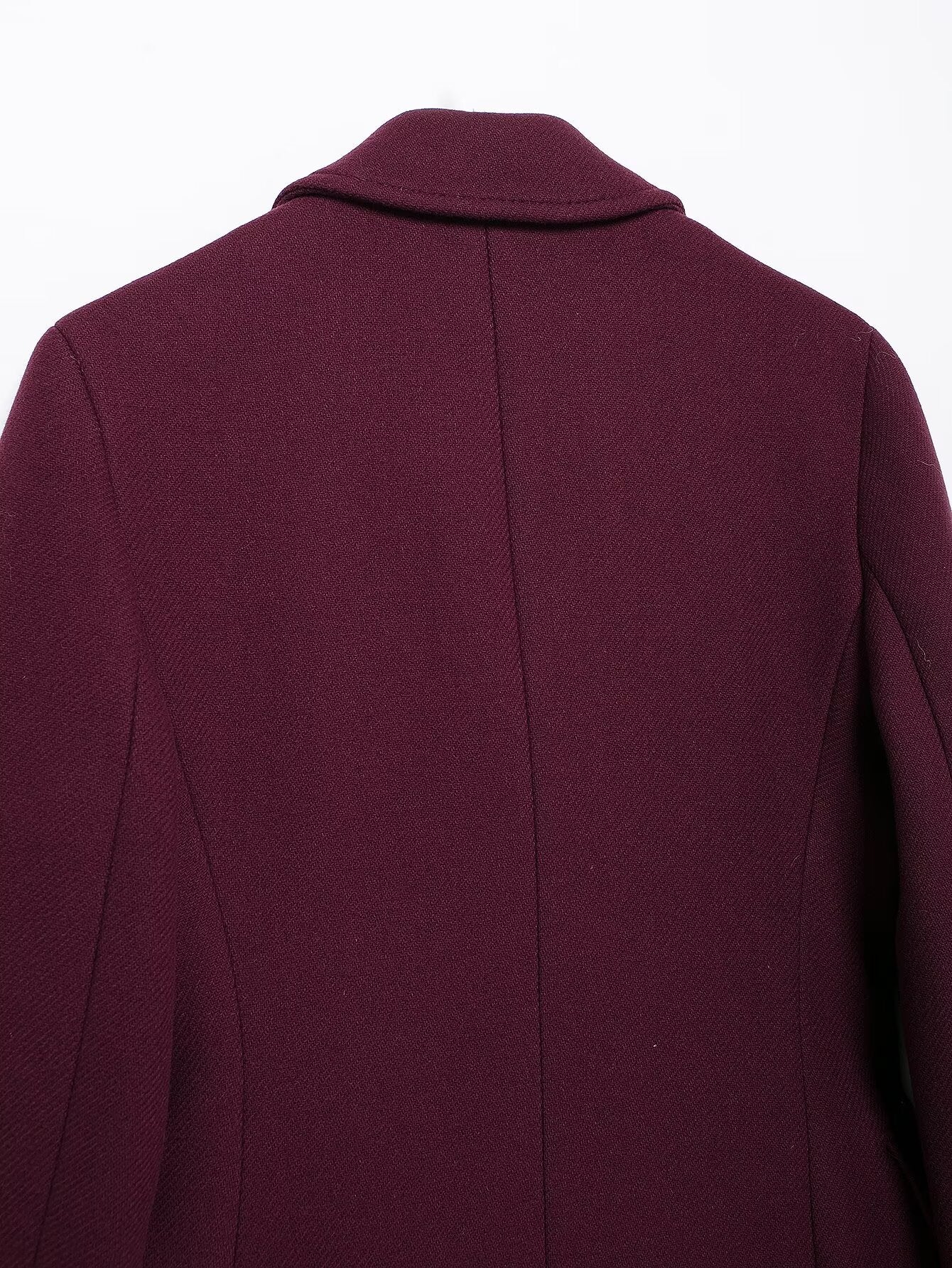 Francine | Women's Burgundy Double-Breasted Woolen Coat
